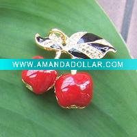 Wholesale fashion enamel cherry charms, fashion gold plated jewelry