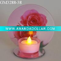 Wholesale glass candle holder with mirror