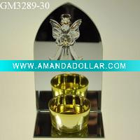 Wholesale glass candle holder with mirror