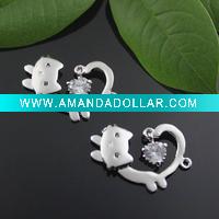 Wholesale fashion cat charms, fashon crystal jewelry, lovely children jewelry