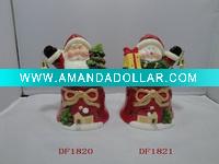 Wholesale X'mas ceramic santa candlestick