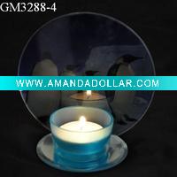glass candle holder with mirror