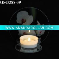 glass candle holder with mirror
