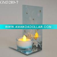 glass candle holder with mirror