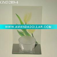 glass candle holder with mirror
