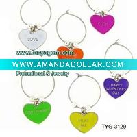 Wholesale Heart candy wine glass charm (wine charm,wine ornament) for promotional gift /holiday gift /Xmas gift-Jewelry