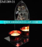glass candle holder with mirror