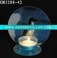 Wholesale glass candle holder with mirror