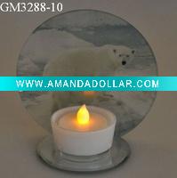 Wholesale glass candle holder with mirror