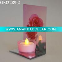 Wholesale glass candle holder with mirror
