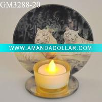glass candle holder with mirror