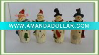 Wholesale four set wooden style snow man