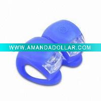 Wholesale handlebar silicone Bicycle Light with CR2032 Battery and 2 LED Bulbs