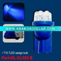 Wholesale T10 12V 7LED blue wedge bulb