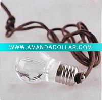 unique light bulb leather cord necklace