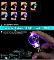 Wholesale 7 color changeable LED bulb shape key ring