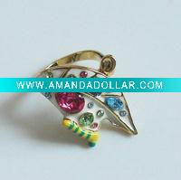 2011 Epoxy White Leave Rhinestone Jewelry Ring Finger Ring