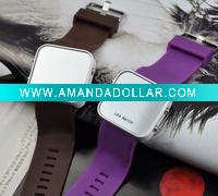 Wholesale Hot Sale Fashion mirror Led Watch of more than 10 colors + long time batteries