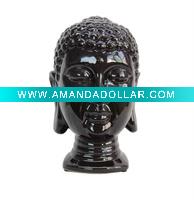 Wholesale ceramic buddha head statue in dark coffee glazed finish