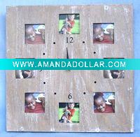 Wholesale Wooden clock with photo frame,without battery