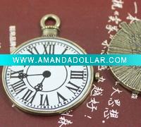 Wholesale costume anitque Vintage Bronze Clock metal charm pendant