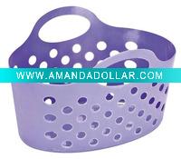 Flexible handle plastic basket