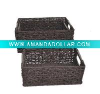 Classical Rectangular Shiny Plastic Baskets S/3