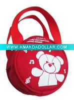 Wholesale round shape fabric animal printed mini handbag