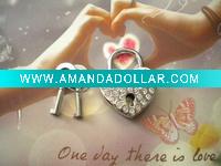 Wholesale Worldwide Rhinestone Encrusted Heart Shape Padlock