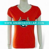 Wholesale Fashionable short sleeve v-neck women t shirt
