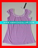 Wholesale Casual purple stripe cotton summer sleeveless t shirt for women P2301