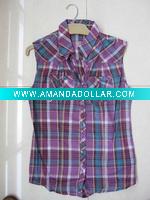 Lady's checked sleeveless shirt