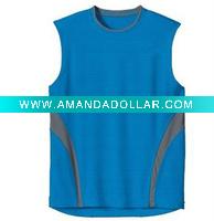 Wholesale sleeveless royal bicycle sets/top/tee shirt/jersey coolmax dry fit material,casual design round neck training uniform jogging