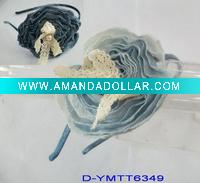Wholesale Jean headband in with lace and plastic pearls