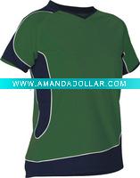 Wholesale green insert white piping white football/soccer jersey/shirts,round neck soccer kits/uniform,comfortable great t shirt