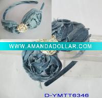 Wholesale Jean headband in with floral print fabric flower
