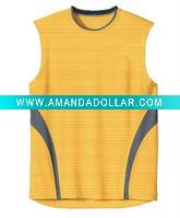 Wholesale yellow polyester sleeveless top grey collar,dryfit girl's sportswear fitness jersey jogging tee shirt combination color