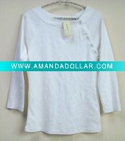 Wholesale stock 100% cotton plain T-shirt for women