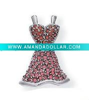 Wholesale 2011 latest fashion skirt brooch with crystal rhinestone