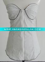 COTTON STRETCH POPLIN PRINTED STRIPE TANK TOP, LADIES BLOUSE