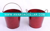 Wholesale Classical Round Garden Flower Pots with Galvanized Handle