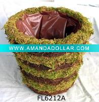 Wholesale Striped Moss Rattan Flower Pot