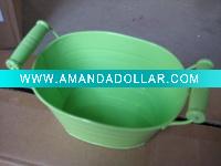 Wholesale metal flower pot with wood handle