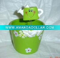 Wholesale Ceramic green flower pots with funny face