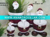 Wholesale Santa Clause bobble head ceramic flower pot
