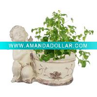 Wholesale Polyresin gift angel flower pot/ planter