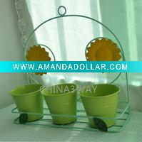 Wholesale metal Flower pot with holder for home garden