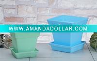 square flower pot w/tray