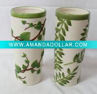 Wholesale Green Ceramic flower pot S/2