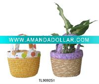 Wholesale straw with cotton liner flower pot cover